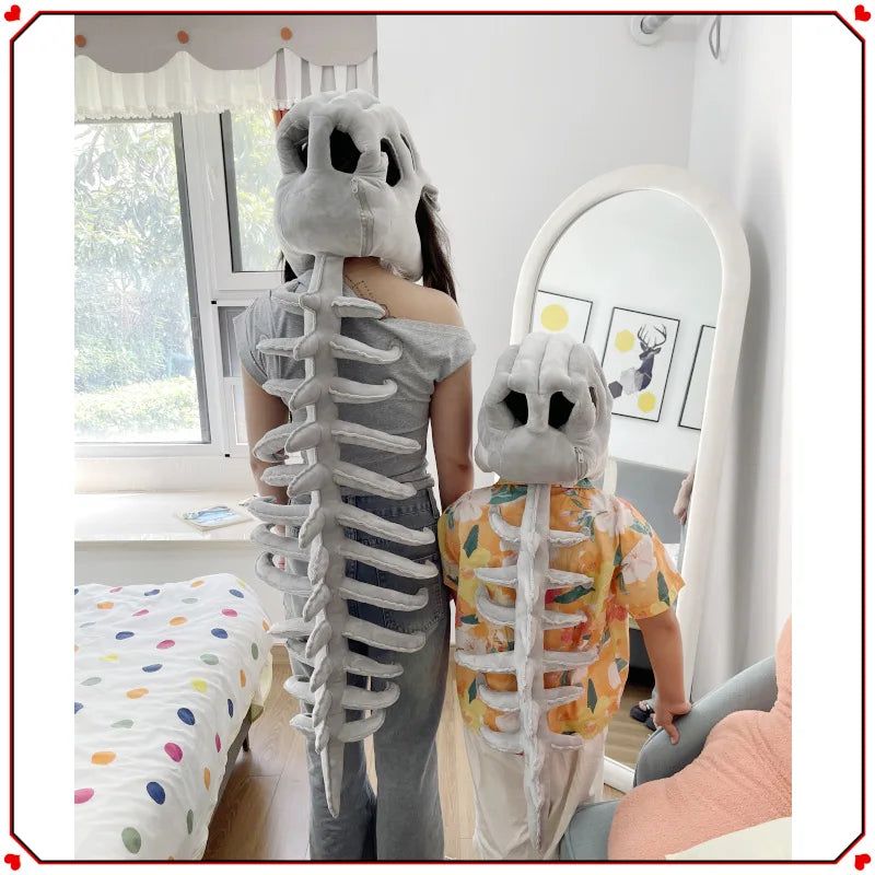 Funny Plush Dinosaur Skeleton Costume Headpiece - Cosplay Party Outfit with Exoskeleton Design, Dinosaur Suit Christmas Gift