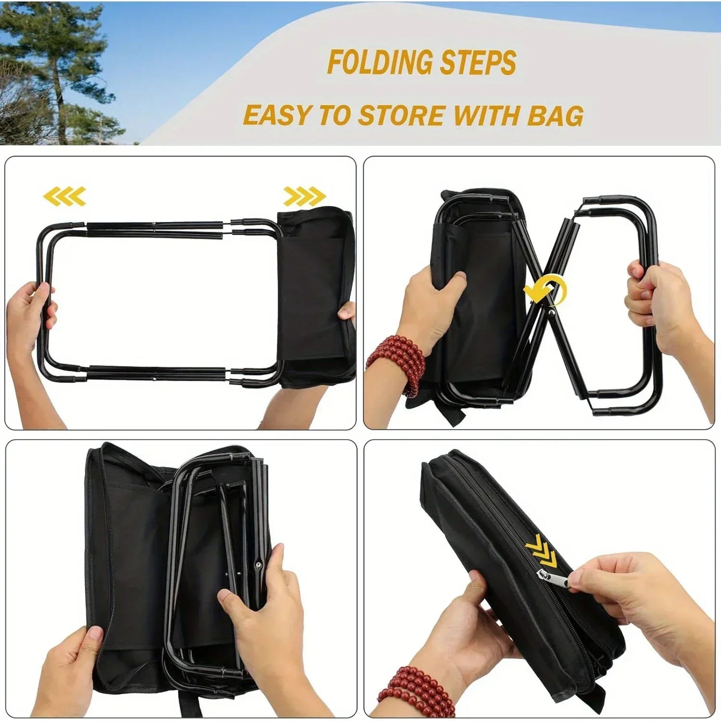 Portable folding stool, foldable handheld camping stool, outdoor camping and fishing specific folding stool