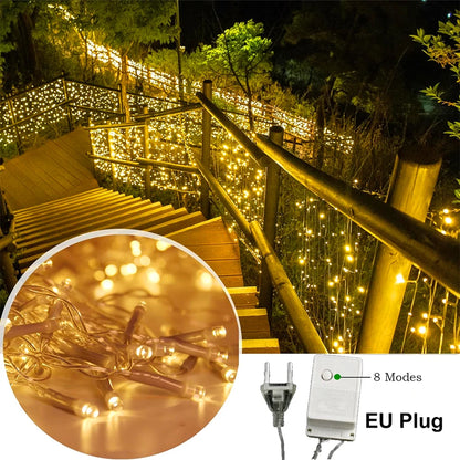 LED Curtain Light String 220V Holiday Curtain Garland Lights Indoor Outdoor Room Christmas Decoration Fairy Lights