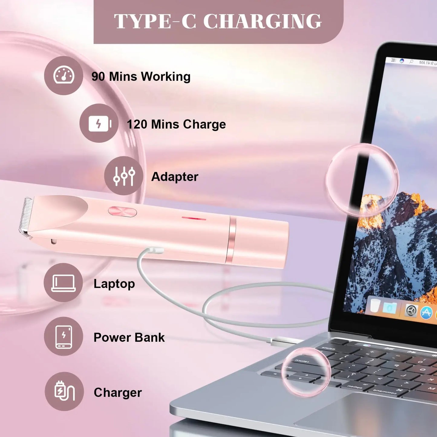 Electric Shaver for Women Waterproof Wet &Dry Hair Razors 2 in 1 Double Head Dual Bikini Hair Trimmer Detachable Head Shaver