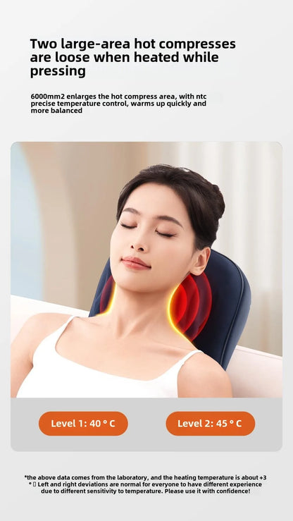 Trapezius Electric Massage Pillow Wireless Shiatsu Kneading Massager for Neck Shoulder Waist Leg Rechargeable for Car Home Use