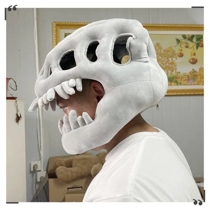 Funny Plush Dinosaur Skeleton Costume Headpiece - Cosplay Party Outfit with Exoskeleton Design, Dinosaur Suit Christmas Gift