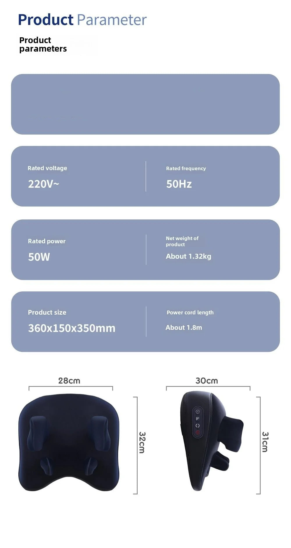 Trapezius Electric Massage Pillow Wireless Shiatsu Kneading Massager for Neck Shoulder Waist Leg Rechargeable for Car Home Use