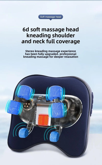Trapezius Electric Massage Pillow Wireless Shiatsu Kneading Massager for Neck Shoulder Waist Leg Rechargeable for Car Home Use