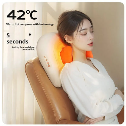 Trapezius Electric Massage Pillow Wireless Shiatsu Kneading Massager for Neck Shoulder Waist Leg Rechargeable for Car Home Use