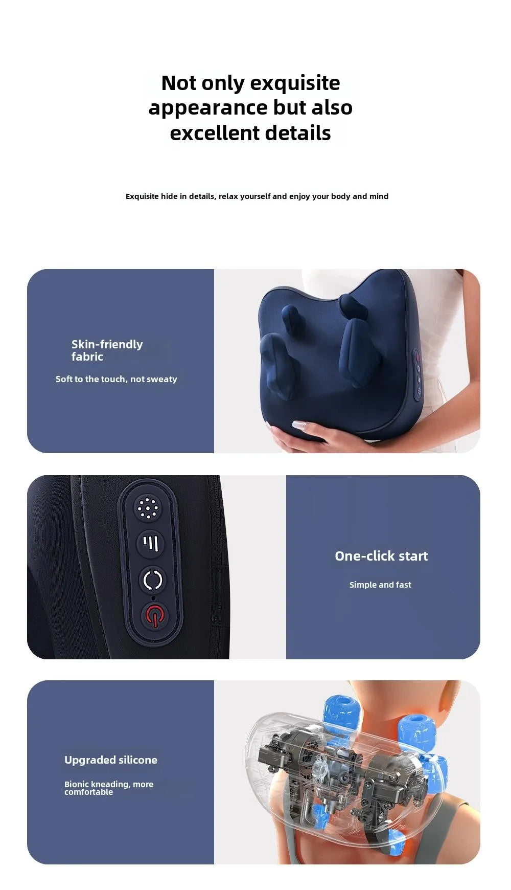 Trapezius Electric Massage Pillow Wireless Shiatsu Kneading Massager for Neck Shoulder Waist Leg Rechargeable for Car Home Use