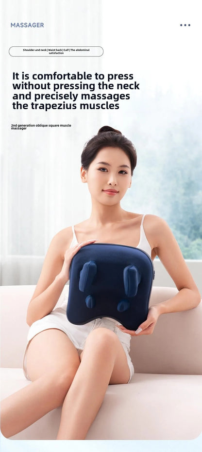 Trapezius Electric Massage Pillow Wireless Shiatsu Kneading Massager for Neck Shoulder Waist Leg Rechargeable for Car Home Use
