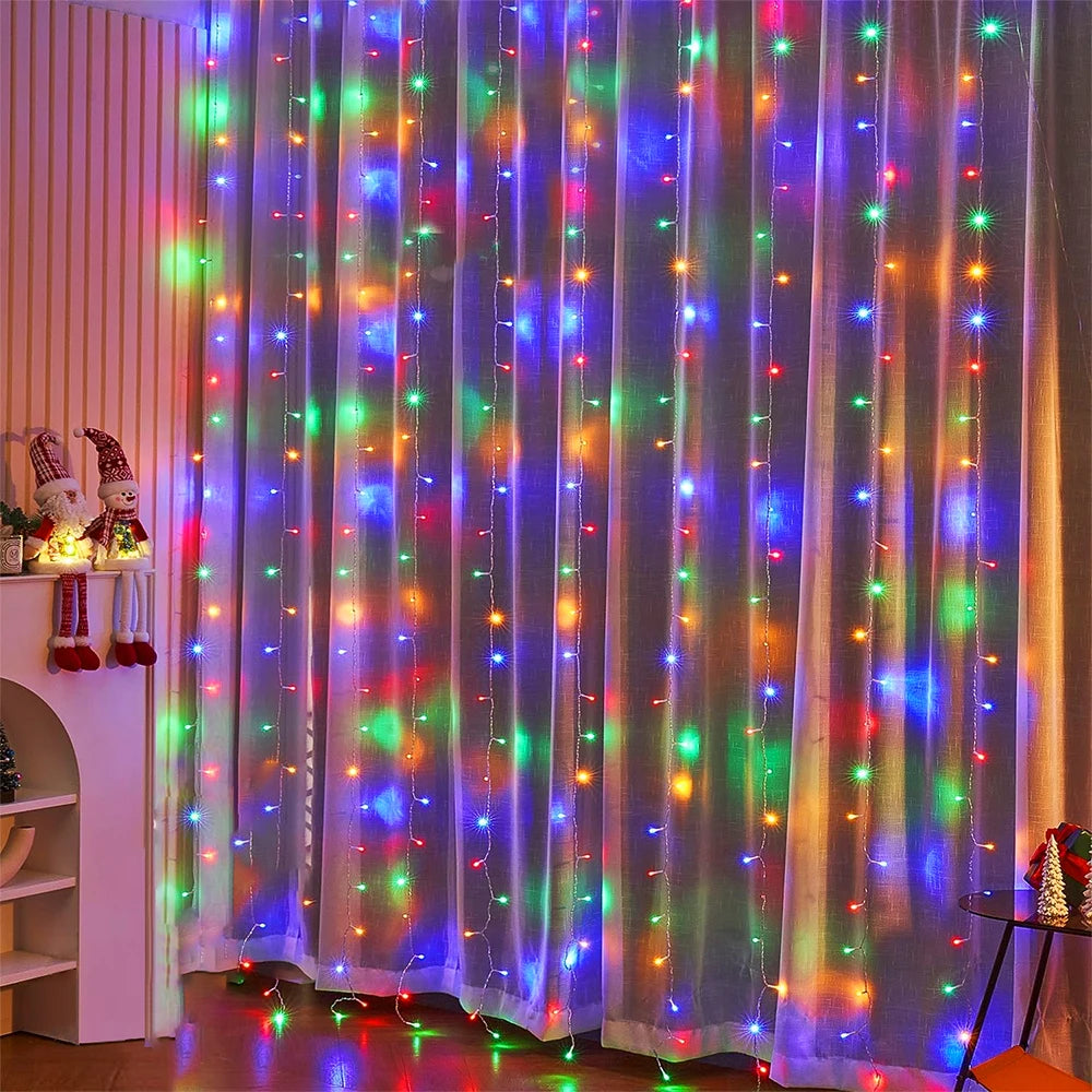 LED Curtain Light String 220V Holiday Curtain Garland Lights Indoor Outdoor Room Christmas Decoration Fairy Lights
